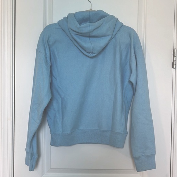 Champion Reverse Weave Vintage Logo Hoodie Pullover Sweatshirt Light Blue - Picture 3 of 7
